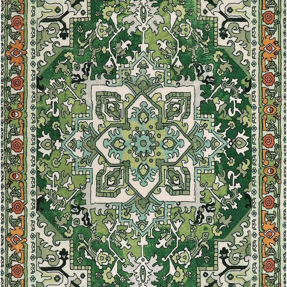 Lahome Green Medallion Oriental Area Rug -3x5 Washable